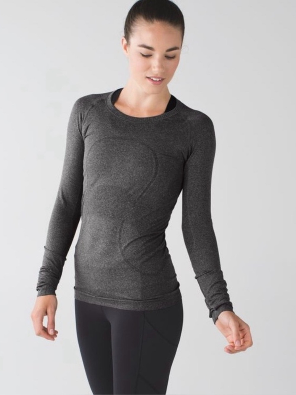 Lululemon Run: Swiftly Tech Long Sleeve Scoop Neck Top Dark Gray 4